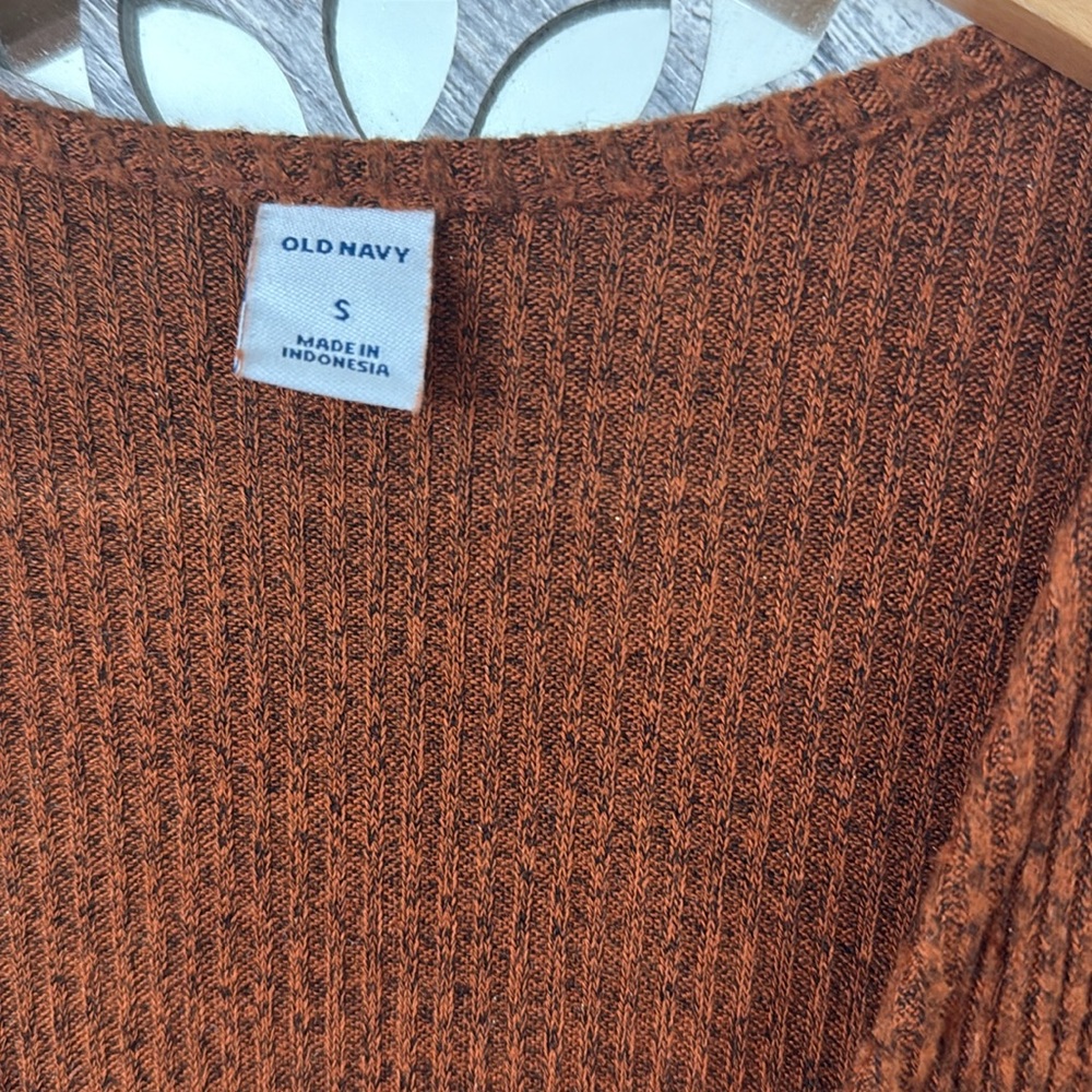 Old Navy • Rust Long Sleeve Wrap Dress - Picture 3 of 6